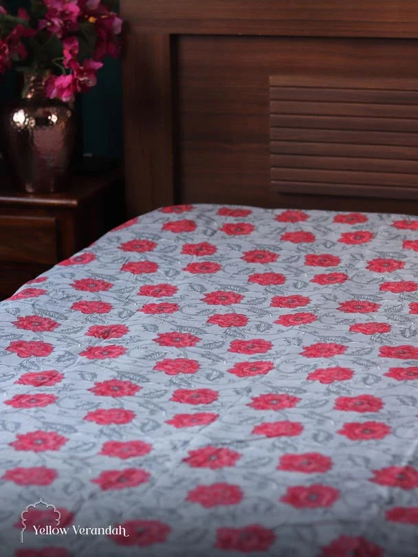 Block Printed Cotton Bedspread - Double