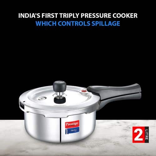 Prestige Svachh Triply Outer Lid Pressure Cooker with Unique Deep Lid for Spillage Control, Silver
