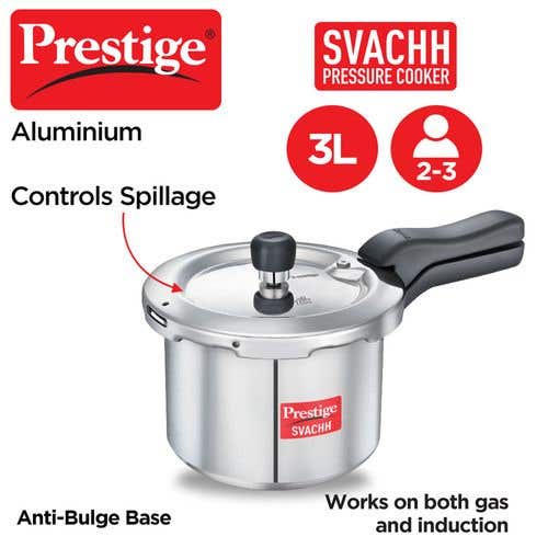 Prestige Svachh Aluminium Anti Bulge Induction Base Pressure Cooker (Silver)