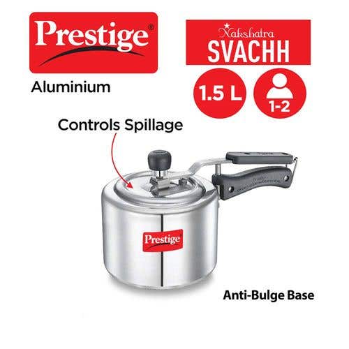 Prestige Nakshatra Svachh Aluminium Spillage Control Pressure Cooker (Silver)