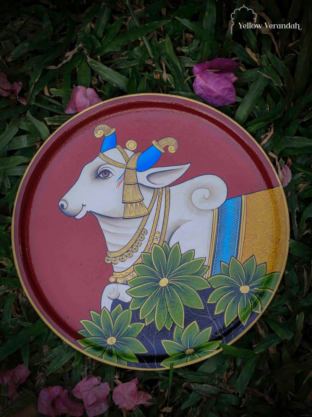 Pichwai Cow Handpainted Wall Plate - 10