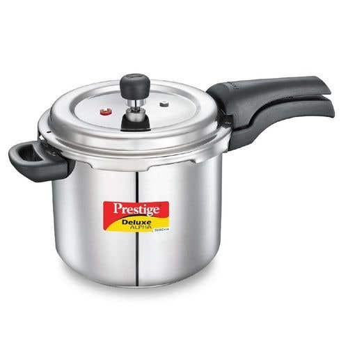 Prestige Deluxe Alpha Svachh Stainless Steel Spillage Control Pressure Cooker (Silver)Handi with Glass lid 1.5L