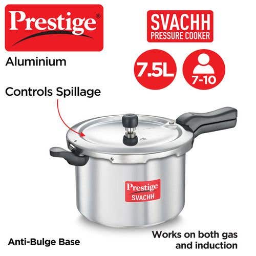 Prestige Svachh Aluminium Anti Bulge Induction Base Pressure Cooker (Silver)