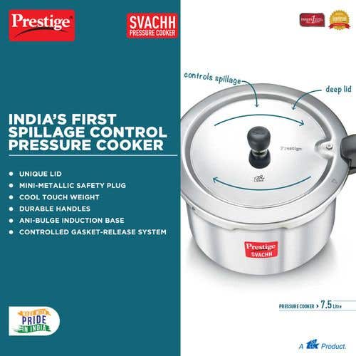 Prestige Svachh Aluminium Anti Bulge Induction Base Pressure Cooker (Silver)