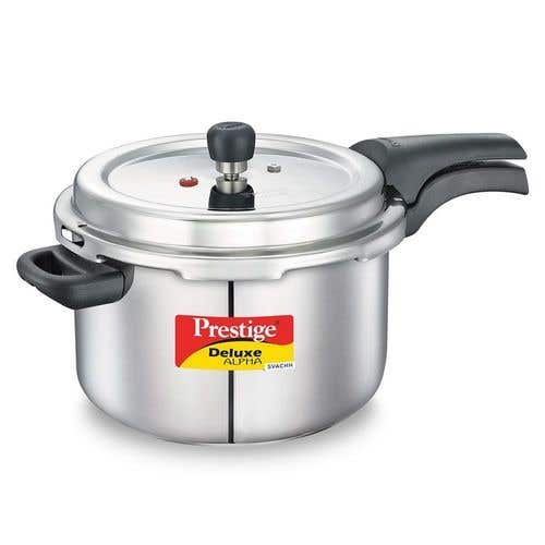 Prestige Deluxe Alpha Svachh Stainless Steel Spillage Control Pressure Cooker (Silver)Handi with Glass lid 1.5L