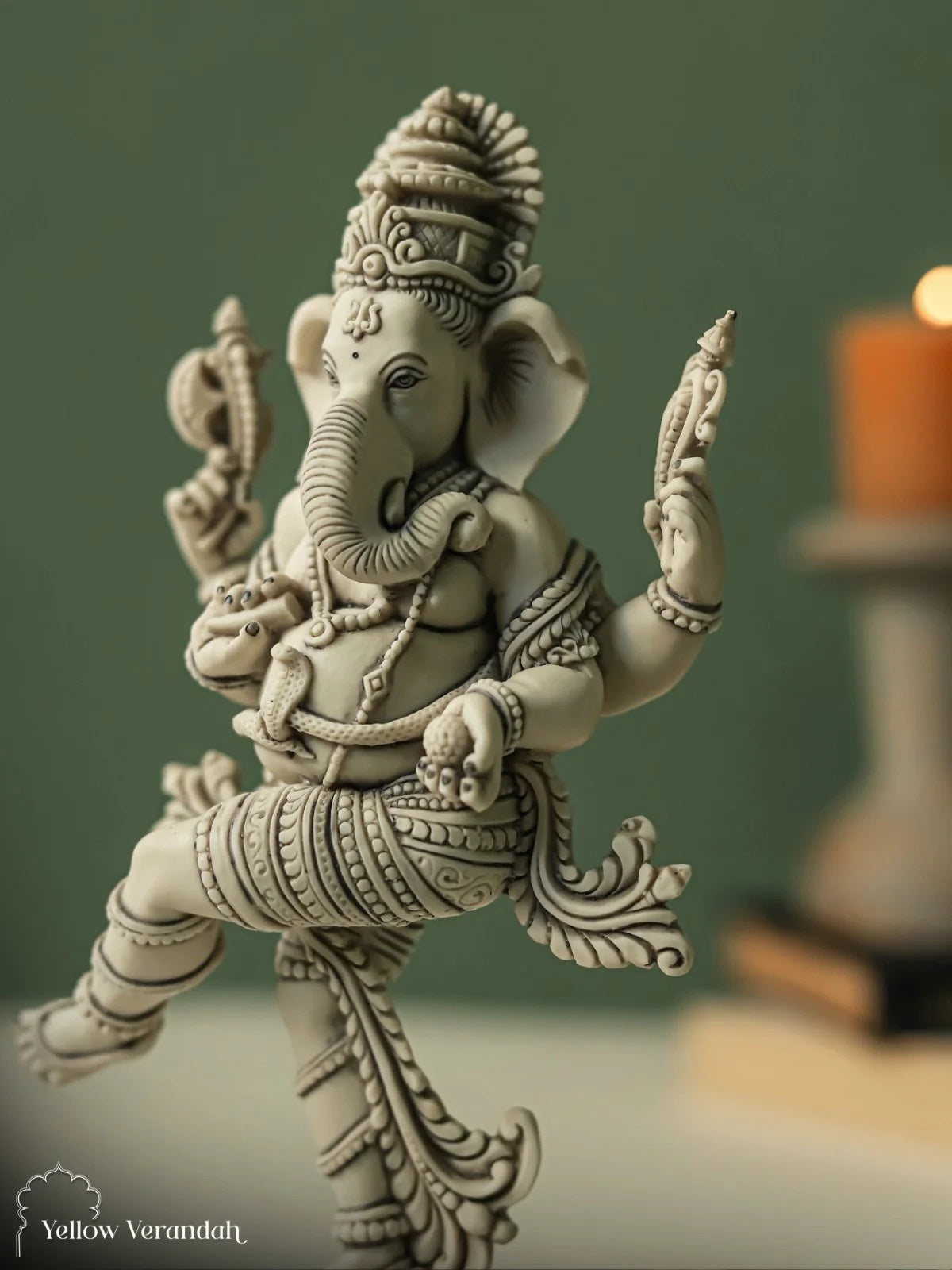 Marble Dust Sculpture - Dancing Ganesha