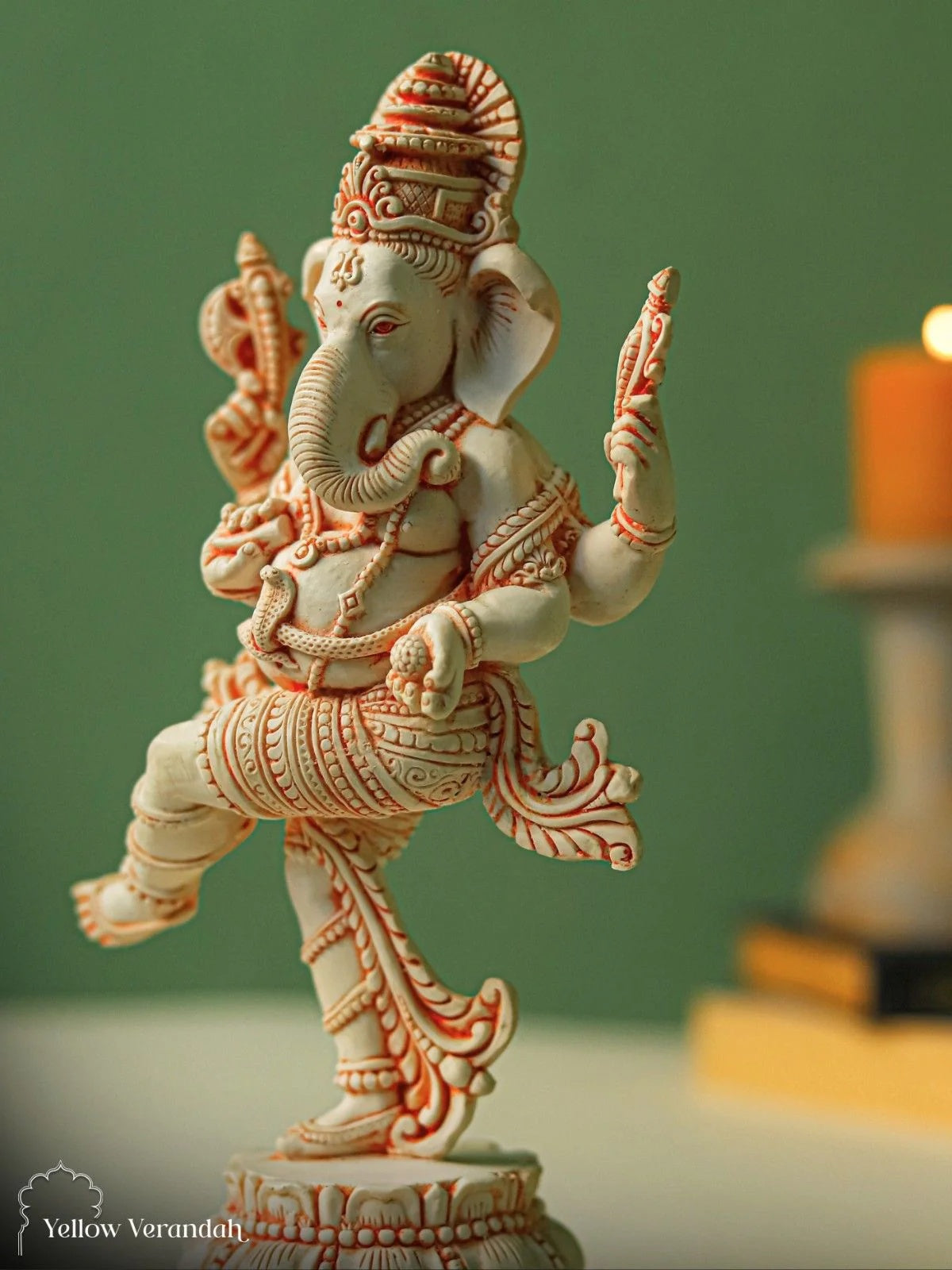 Marble Dust Sculpture - Dancing Ganesha