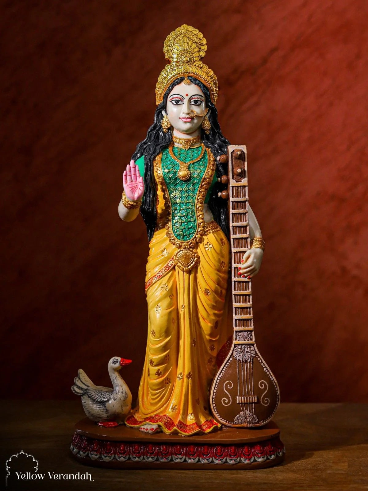 Saraswati Sculpture - Marble God Statue