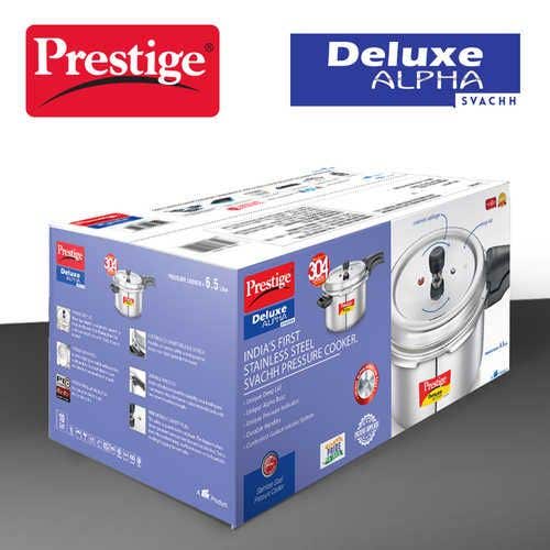 Prestige Deluxe Alpha Svachh Stainless Steel Spillage Control Pressure Cooker (Silver)Handi with Glass lid 1.5L