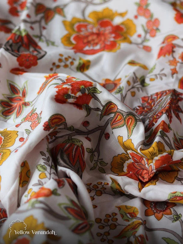 Block Printed Cotton Bedspread - Single