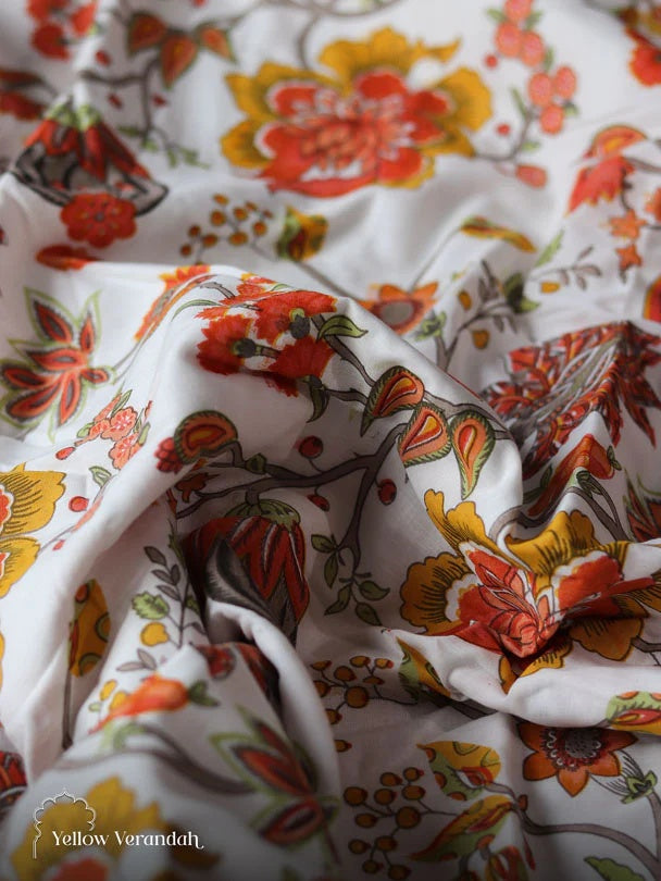 Block Printed Cotton Bedspread - double