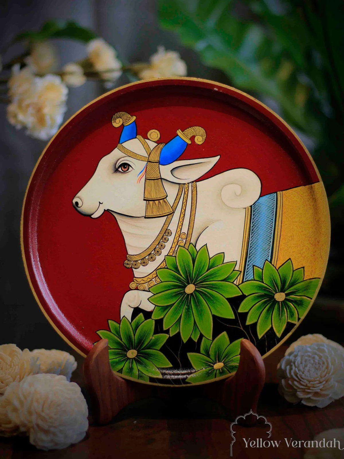 Pichwai Cow Handpainted Wall Plate - 10