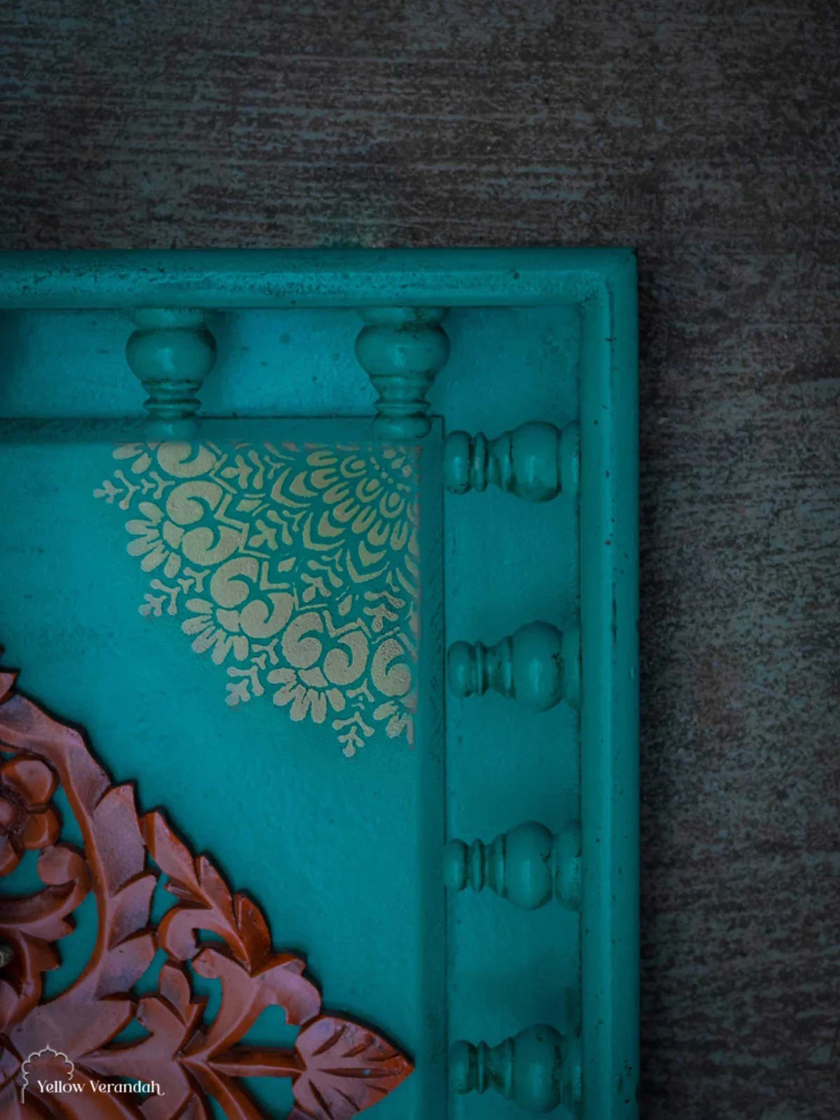 Wooden Wall Carving Frame with Brass Shiv