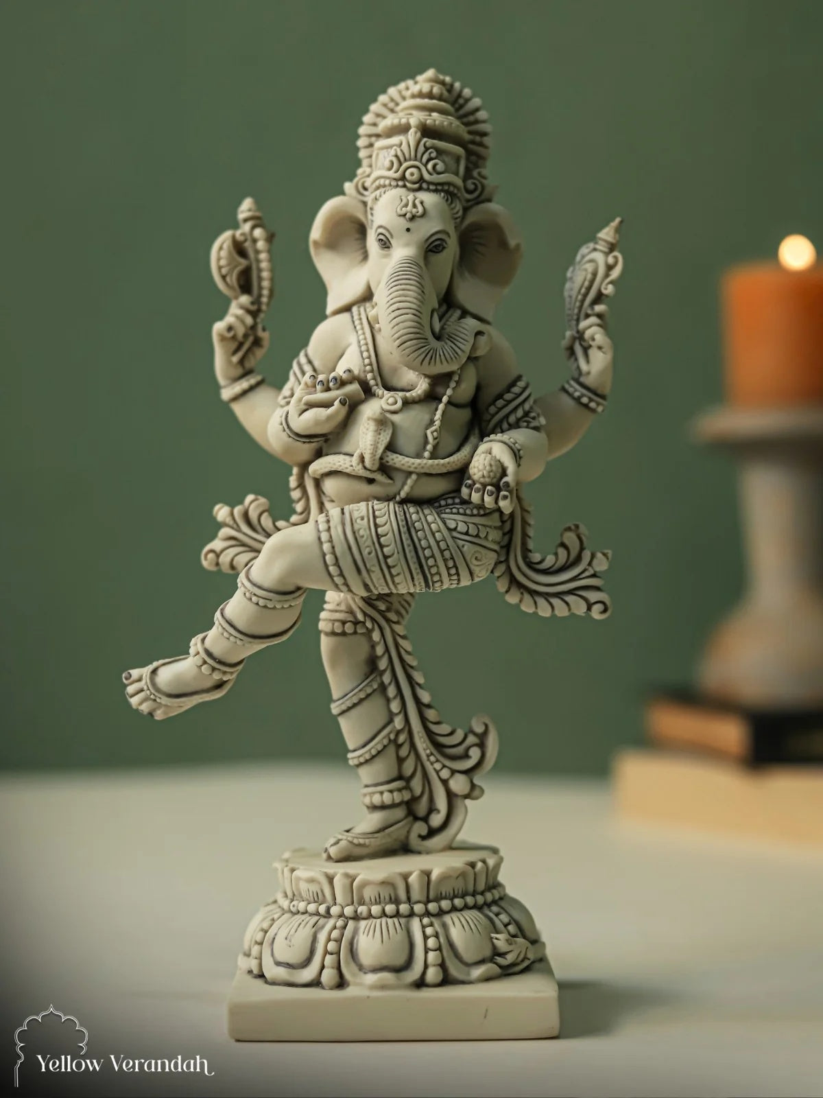 Marble Dust Sculpture - Dancing Ganesha