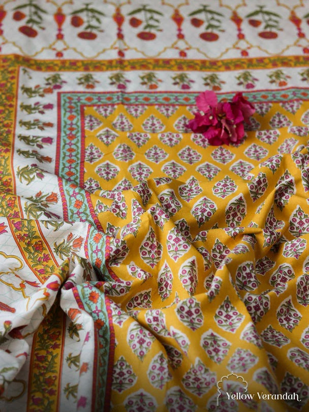 Block Printed Cotton Bedsheet - Double
