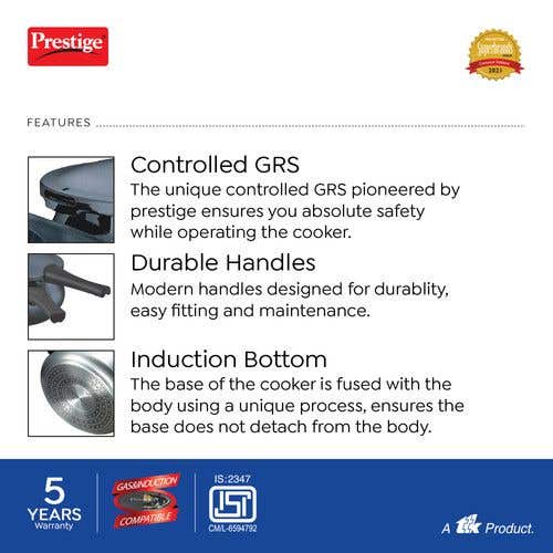 Prestige Deluxe Plus Hard Anodised Handi Pressure Cooker (Black)