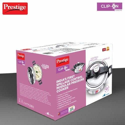 Prestige Clip-on Svachh Stainless Steel Spillage Control Pressure Cooker with Glass Lid, (Silver)