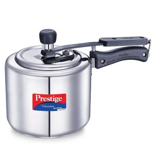 Prestige Nakshatra Alpha Svachh Stainless Steel Spillage Control Pressure Cooker (Silver)