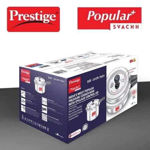 Prestige Popular Plus Svachh Virgin Aluminium Gas and Induction Compatible Pressure Cooker, (Silver)