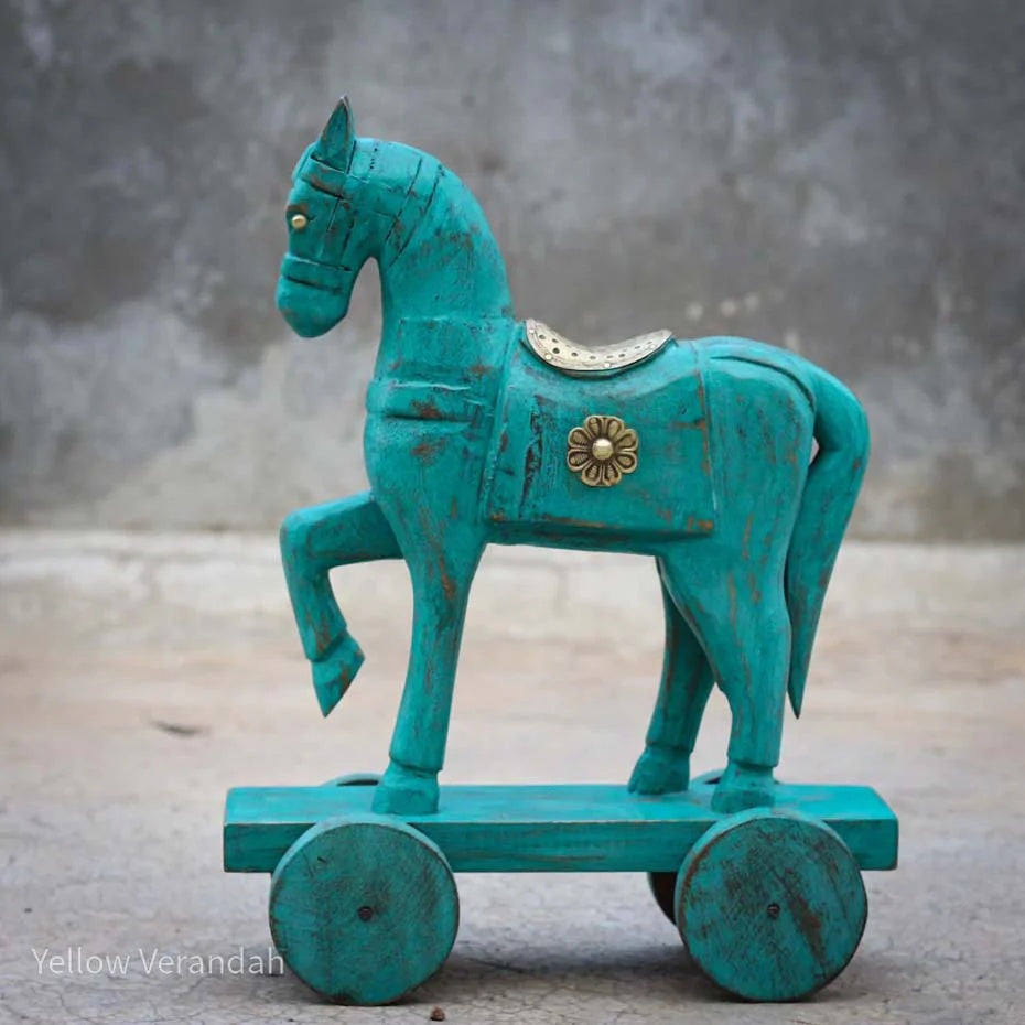 Wooden Horse on Wheel