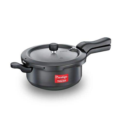Prestige Svachh Hard Anodised Spillage Control Pressure Cooker, (Black)