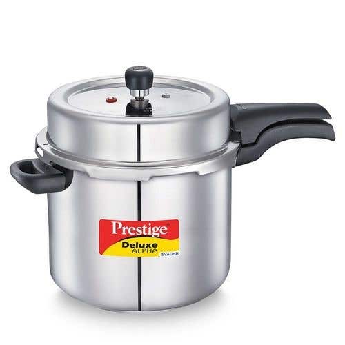 Prestige Deluxe Alpha Svachh Stainless Steel Spillage Control Pressure Cooker (Silver)Handi with Glass lid 1.5L