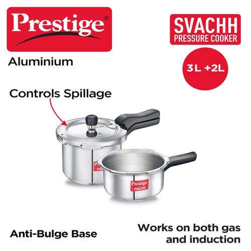 Prestige Svachh Aluminium Anti Bulge Induction Base Pressure Cooker (Silver)