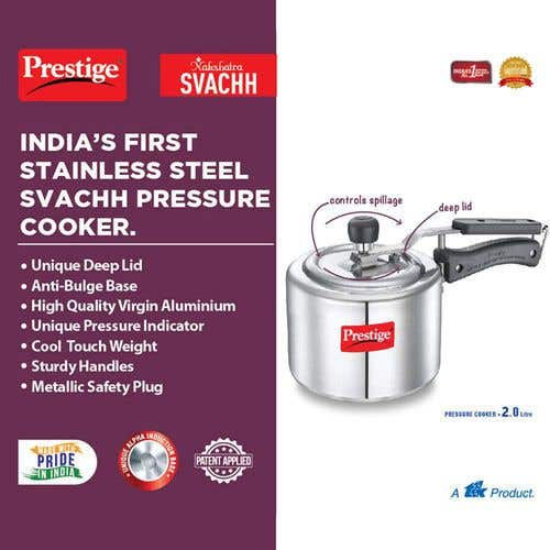 Prestige Nakshatra Svachh Aluminium Spillage Control Pressure Cooker (Silver)