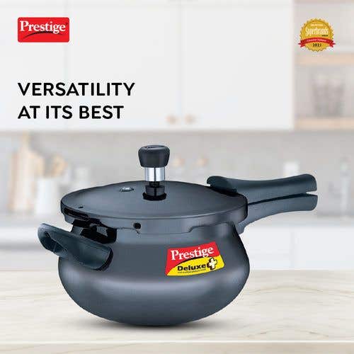 Prestige Deluxe Plus Hard Anodised Handi Pressure Cooker (Black)
